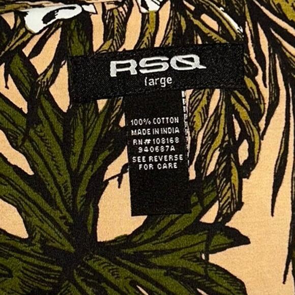 RSQ Skull Leaves Mens Button Up Shirt Size Large Slim Fit - Picture 4 of 5